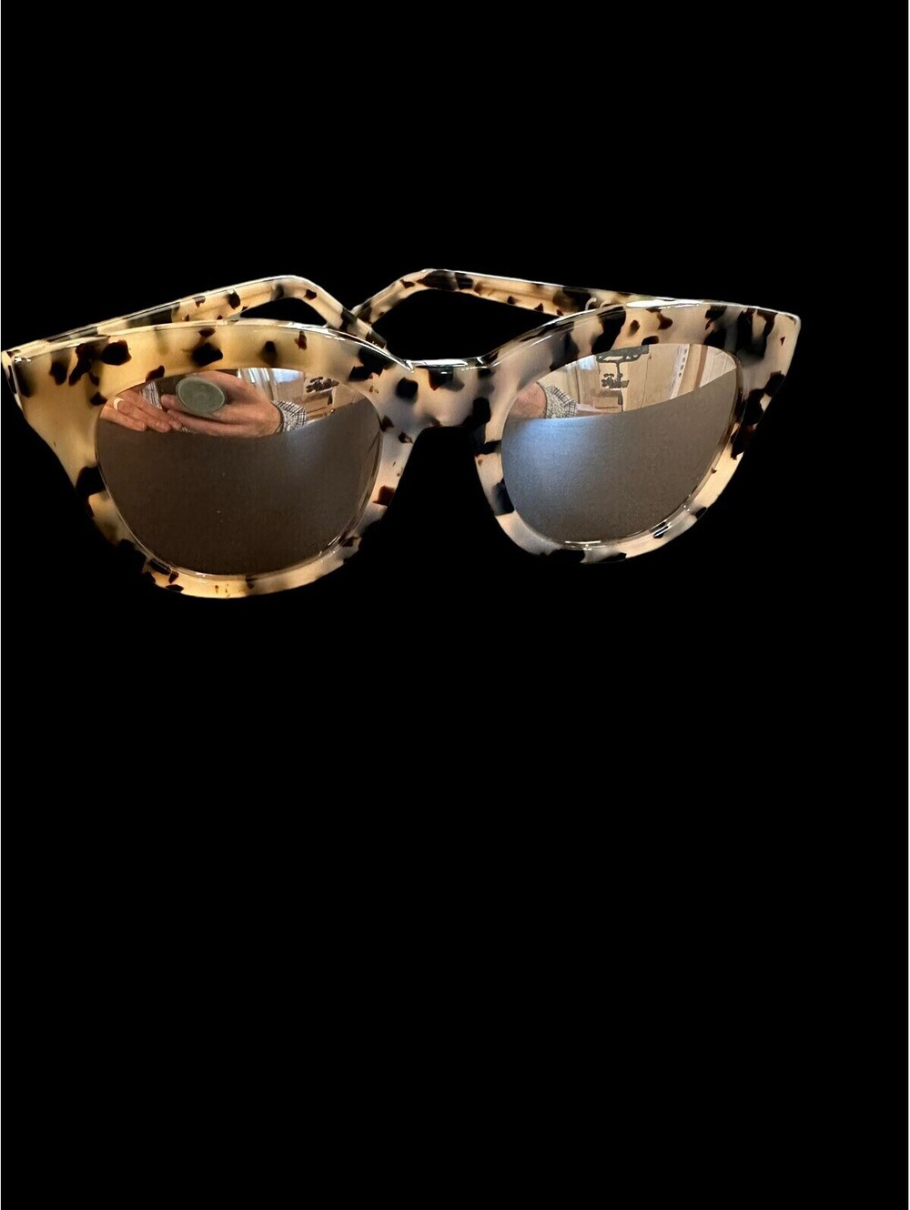 Chole Sunglasses Mirror Lenses Tan/Brown Frame EUC